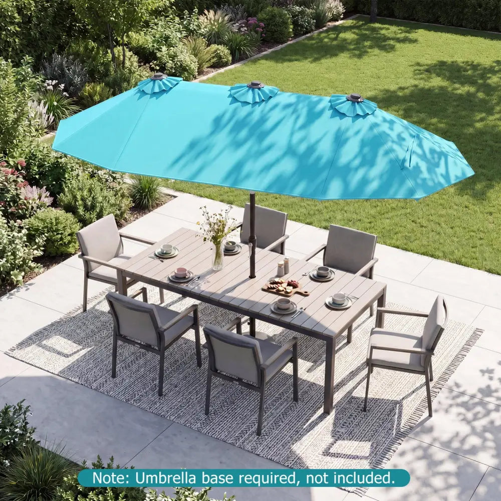 Double-Sided Patio Umbrella with Push Button Tilt Crank Handle-Turquoise - Turquoise - Outdoor Umbrellas