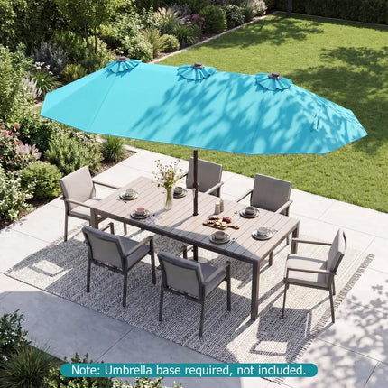 Double-Sided Patio Umbrella with Push Button Tilt Crank Handle-Turquoise - Turquoise - Outdoor Umbrellas