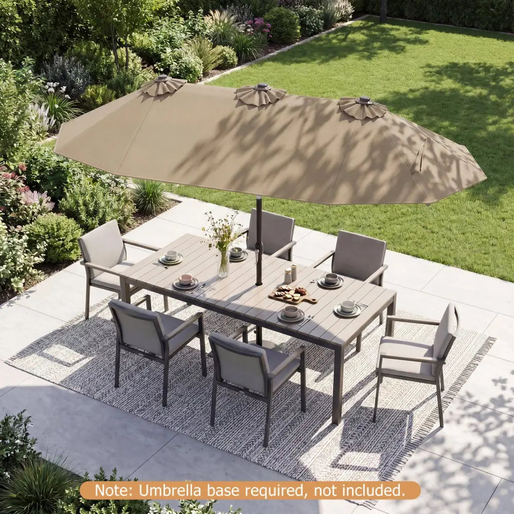 Double-Sided Patio Umbrella with Push Button Tilt Crank Handle-Coffee - Coffee - Outdoor Umbrellas