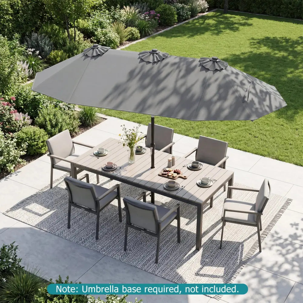 Double-Sided Patio Umbrella with Push Button Tilt Crank Handle-Gray - Gray - Outdoor Umbrellas