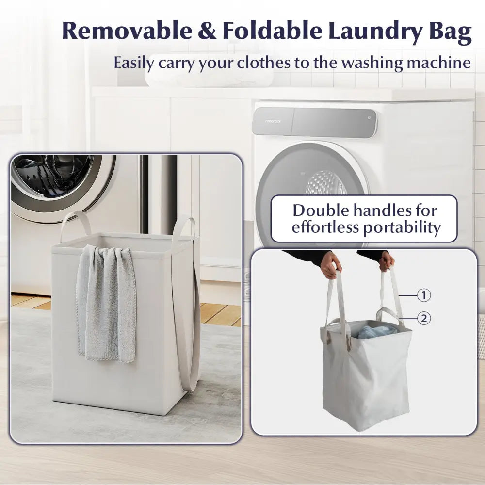 Double Tilt-Out Laundry Hamper Cabinet with 2 Drawers and Removable Laundry Bags-White - White - Laundry Baskets