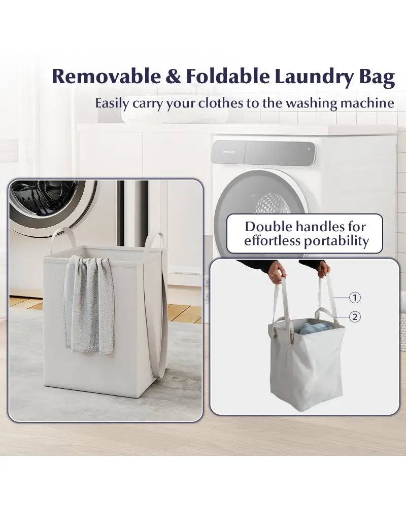 Double Tilt-Out Laundry Hamper Cabinet with 2 Drawers and Removable Laundry Bags-White - White - Laundry Baskets