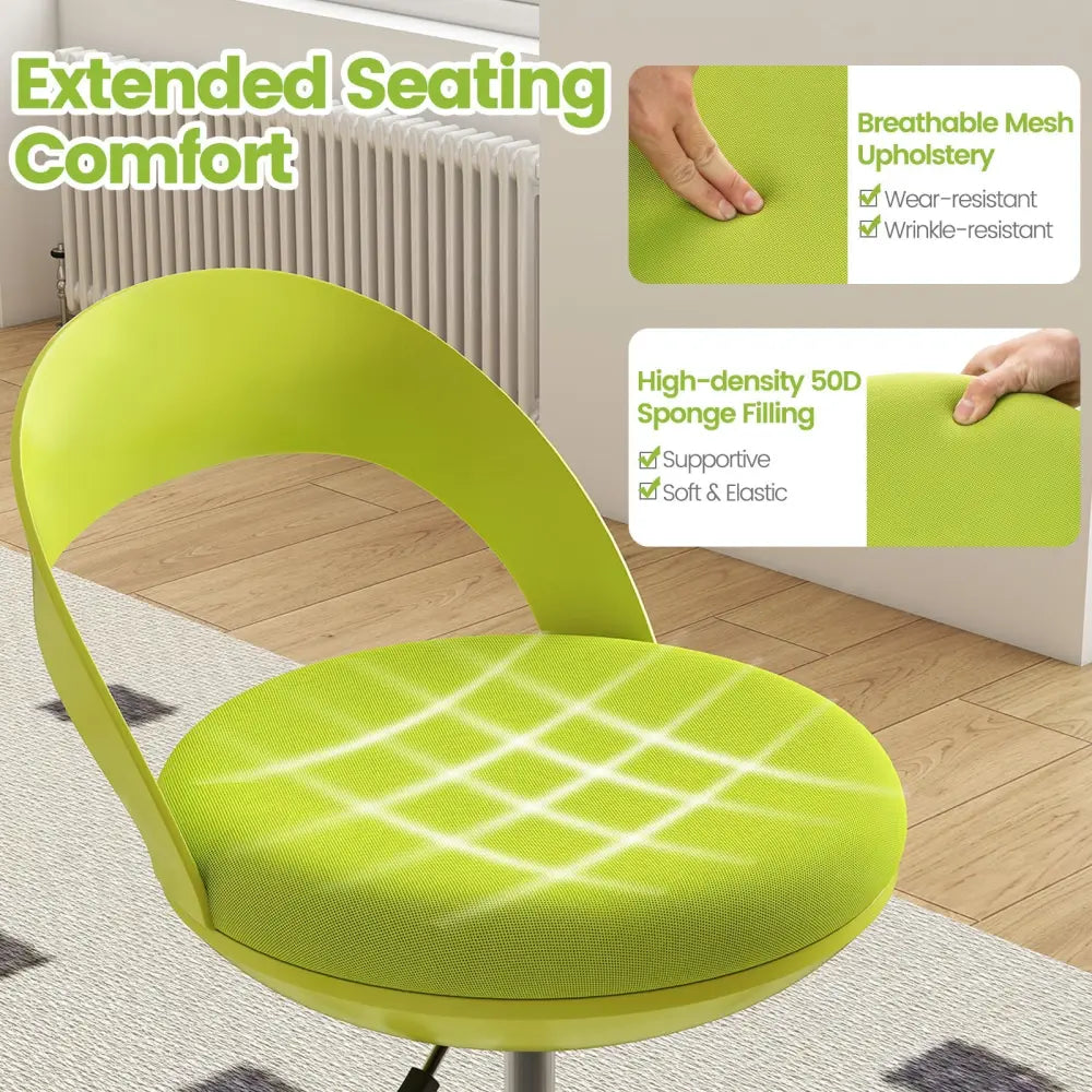 Drafting Stool Rolling Tall Desk Chair with Wheels-Green - Green - Armless Chairs