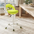 Drafting Stool Rolling Tall Desk Chair with Wheels-Green - Green - Armless Chairs
