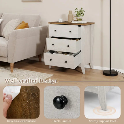 Dresser for Bedroom with 3 Folding Fabric Drawers and Anti-tipping Kit-Gray - Gray - Dressers & Chests
