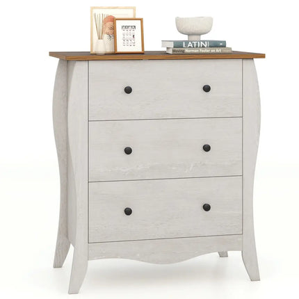 Dresser for Bedroom with 3 Folding Fabric Drawers and Anti-tipping Kit-Gray - Gray - Dressers & Chests