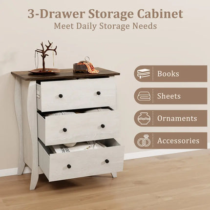Dresser for Bedroom with 3 Folding Fabric Drawers and Anti-tipping Kit-Gray - Gray - Dressers & Chests