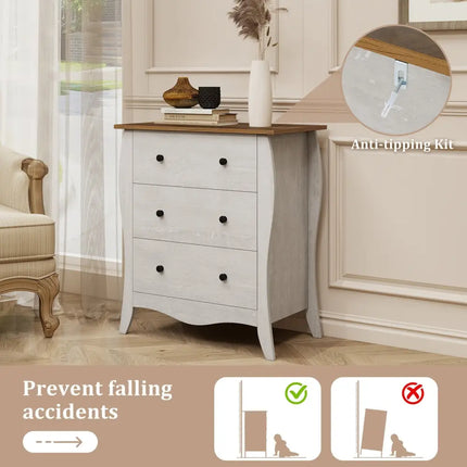 Dresser for Bedroom with 3 Folding Fabric Drawers and Anti-tipping Kit-Gray - Gray - Dressers & Chests
