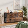 Dresser Organizer with 5 Drawers and Wooden Top-Rustic Brown - Rustic Brown - Dressers & Chests