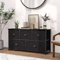 Dresser Storage Tower with 5 Foldable Cloth Storage Cubes-Black - Black - Dressers & Chests