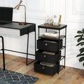 Dresser with 3/4 Drawers Fabric Storage Tower with Wood Top and Metal Frame-M - Black - Dressers & Chests