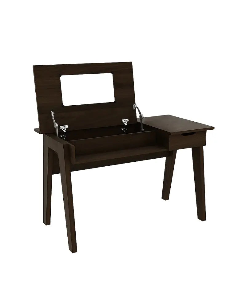 Dressing Table with Flip Mirror and Storage Drawer - Brown - Makeup Vanities