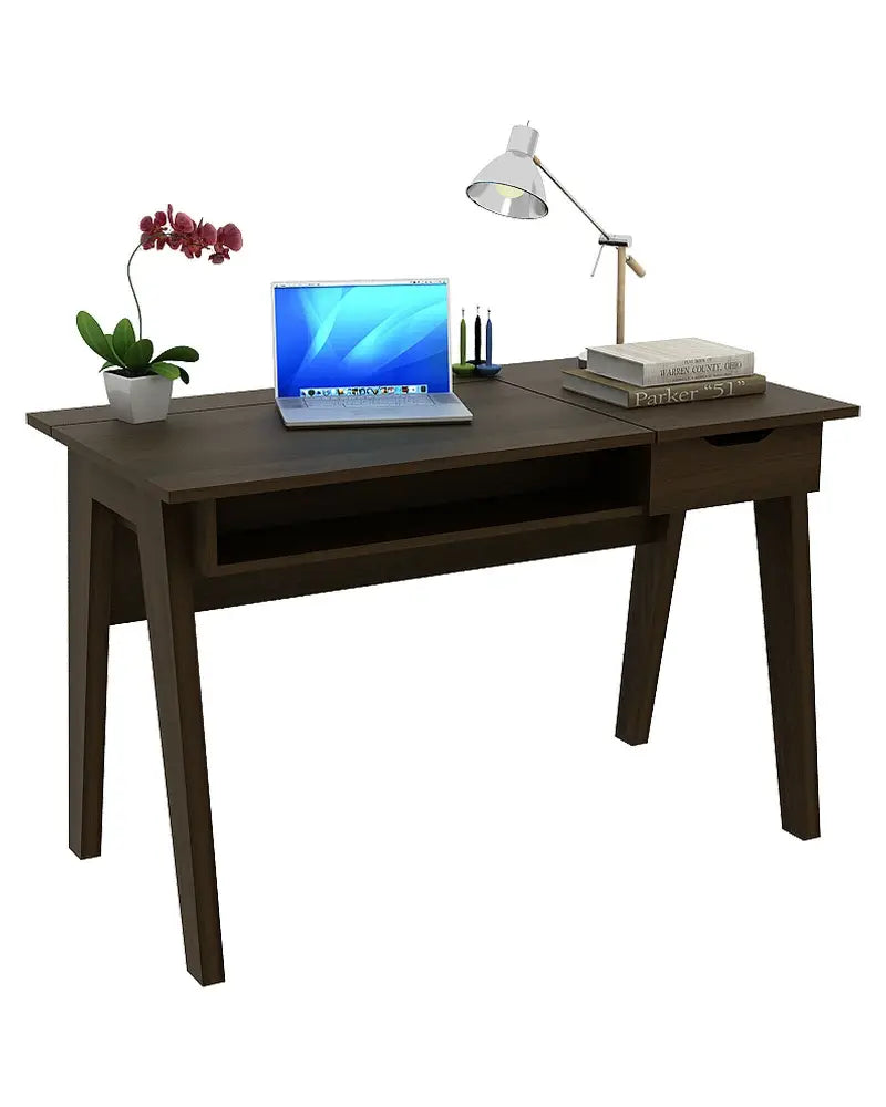 Dressing Table with Flip Mirror and Storage Drawer - Brown - Makeup Vanities