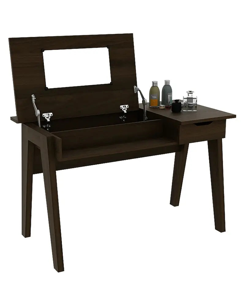 Dressing Table with Flip Mirror and Storage Drawer - Brown - Makeup Vanities