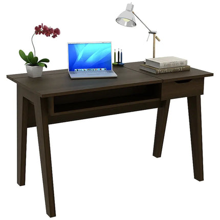 Dressing Table with Flip Mirror and Storage Drawer - Brown - Makeup Vanities