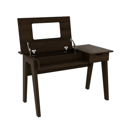 Dressing Table with Flip Mirror and Storage Drawer - Brown - Makeup Vanities