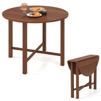 Dual Drop Leaf Dining Table for Small Spaces-Walnut - Walnut - Dining Tables