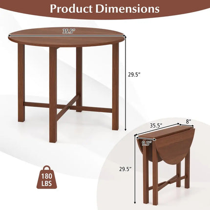 Dual Drop Leaf Dining Table for Small Spaces-Walnut - Walnut - Dining Tables
