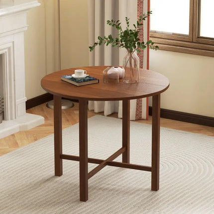 Dual Drop Leaf Dining Table for Small Spaces-Walnut - Walnut - Dining Tables