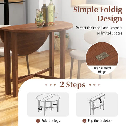 Dual Drop Leaf Dining Table for Small Spaces-Walnut - Walnut - Dining Tables