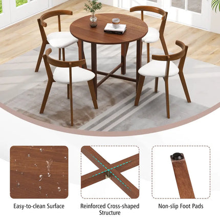 Dual Drop Leaf Dining Table for Small Spaces-Walnut - Walnut - Dining Tables
