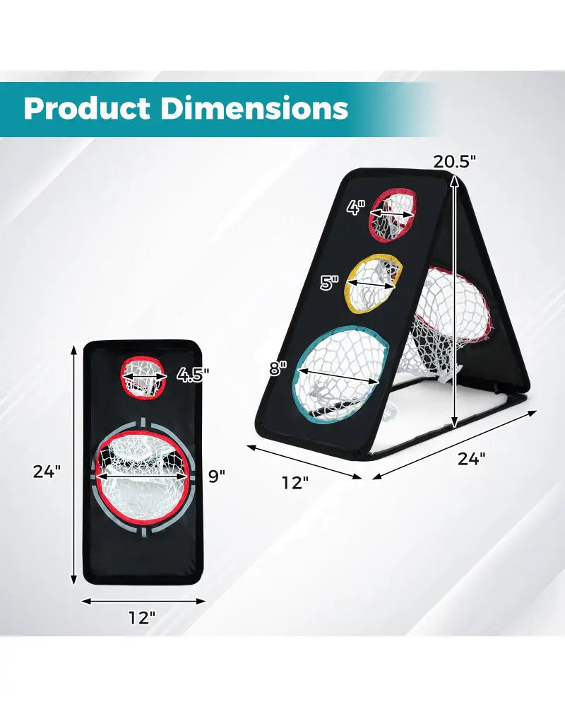 Dual-Sided Golf Chipping Net Triple Target Training System with 5 Target Holes - Golf