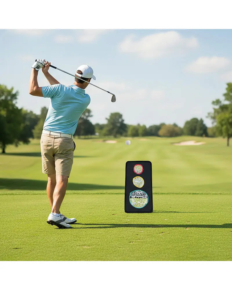 Dual-Sided Golf Chipping Net Triple Target Training System with 5 Target Holes - Golf