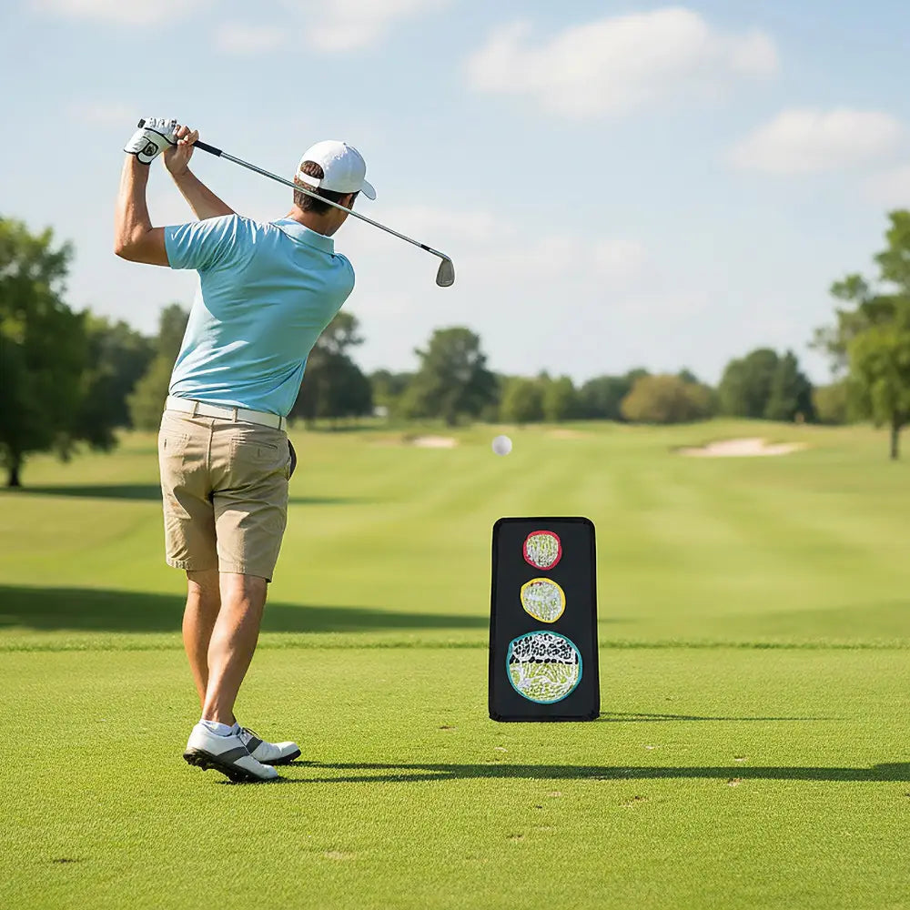 Dual-Sided Golf Chipping Net Triple Target Training System with 5 Target Holes - Golf