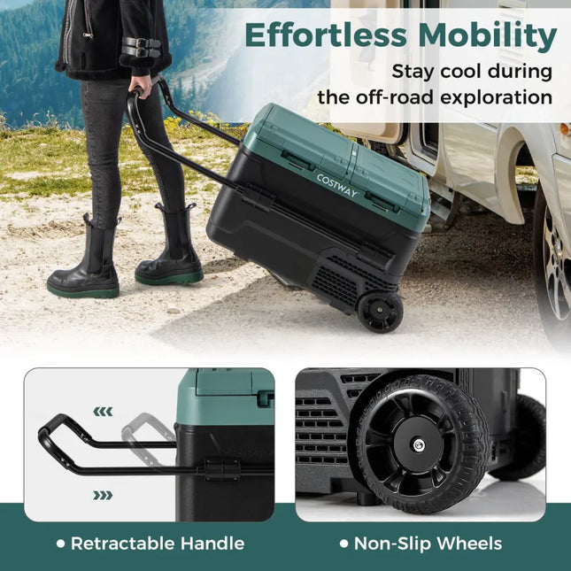Dual Zone 12V 42QT Car Refrigerator for Vehicles Camping Travel Truck RV Boat Outdoor and Home Use-Green - Green