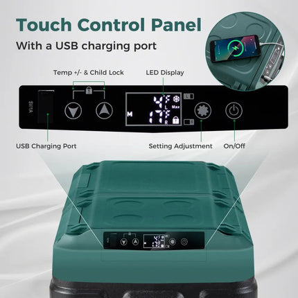 Dual Zone 12V 42QT Car Refrigerator for Vehicles Camping Travel Truck RV Boat Outdoor and Home Use-Green - Green