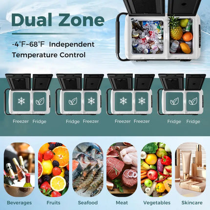Dual Zone 12V Car Refrigerator for Vehicles Camping Travel Truck RV Boat Outdoor and Home Use-Black - Black - Coolers