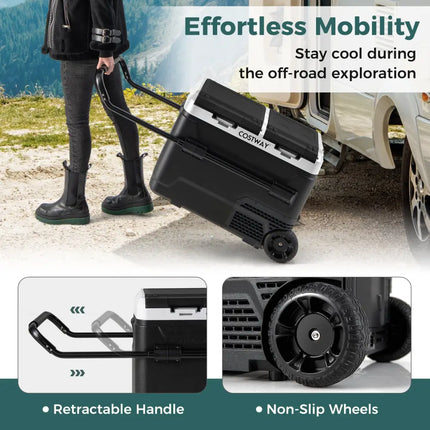 Dual Zone 12V Car Refrigerator for Vehicles Camping Travel Truck RV Boat Outdoor and Home Use-Black - Black - Coolers