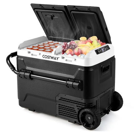 Dual Zone 12V Car Refrigerator for Vehicles Camping Travel Truck RV Boat Outdoor and Home Use-Black - Black - Coolers