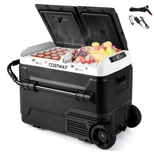Dual Zone 12V Car Refrigerator for Vehicles Camping Travel Truck RV Boat Outdoor and Home Use-Black - Black - Coolers
