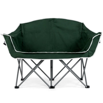 Duo Camping Chair Portable Oversized Loveseat with Armrests and Cup Holders-Green - Green - Beach & Lawn Chairs