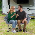 Duo Camping Chair Portable Oversized Loveseat with Armrests and Cup Holders-Gray - Gray - Beach & Lawn Chairs
