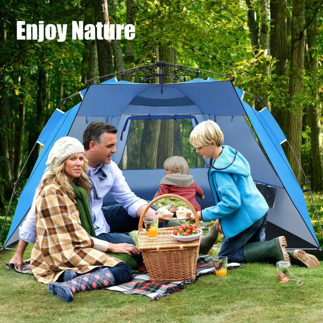 Easy Pop Up Beach Tent UPF 50+ Portable Sun Shelter-Blue for 3-4 Person - Blue - Tents