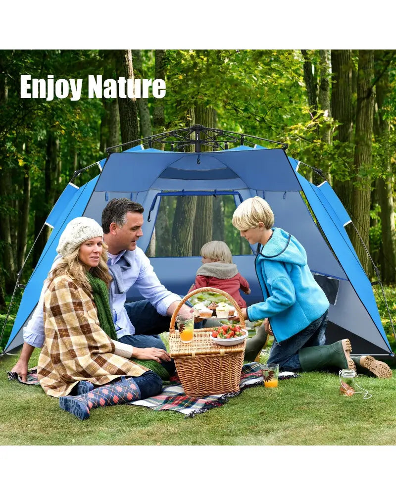 Easy Pop Up Beach Tent UPF 50+ Portable Sun Shelter-Blue for 3-4 Person - Blue - Tents