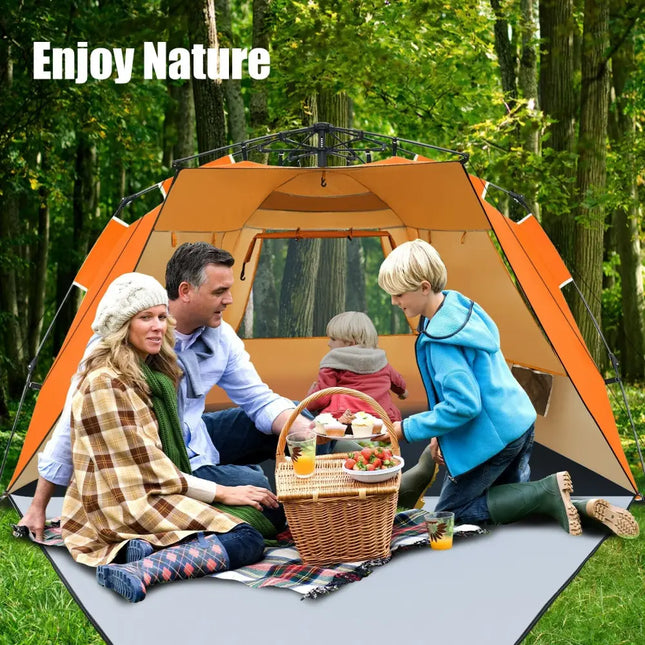 Easy Pop Up Beach Tent UPF 50+ Portable Sun Shelter for 3-4 Person-Orange - Orange - Tents