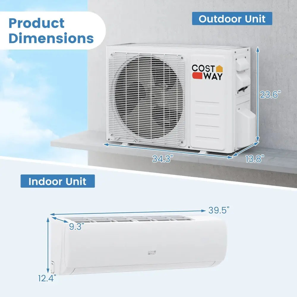 Echo Cool Series 23000 BTU 208/230V Mini Split Air Conditioner and Heater Pump System Costway