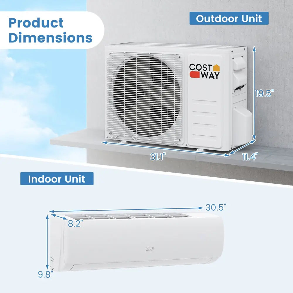 EchoCool Series€‹€‹ 11500 BTU 115V Mini Split Air Conditioner and Heater Pump System Wifi Enabled - White - 12000 BTU