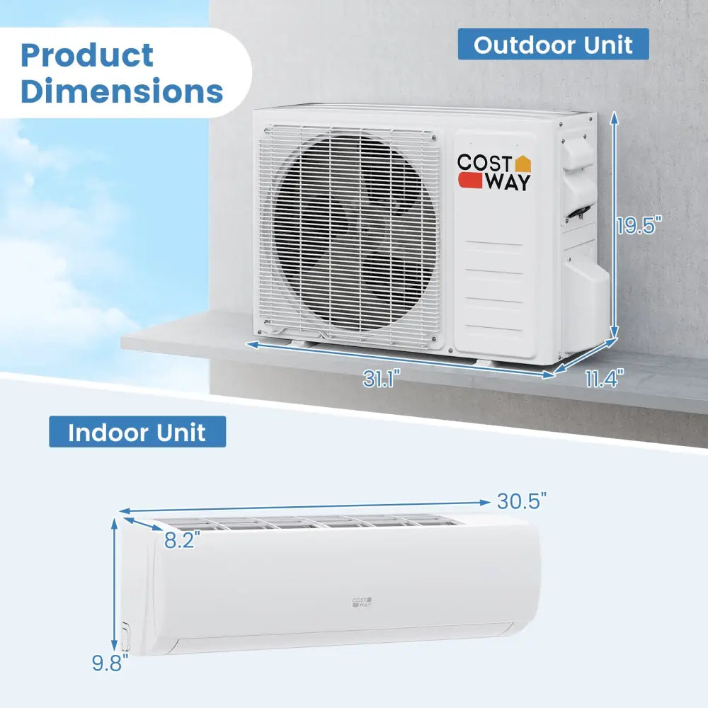 EchoCool Series€‹€‹ 11500 BTU 115V Mini Split Air Conditioner and Heater Pump System Wifi Enabled - White - 12000 BTU