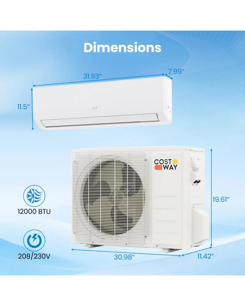 EcoGuard Series 12000 BTU 20 SEER2 208-230V Mini Split Air Conditioner and Heater - White - 12000 BTU Mini Split