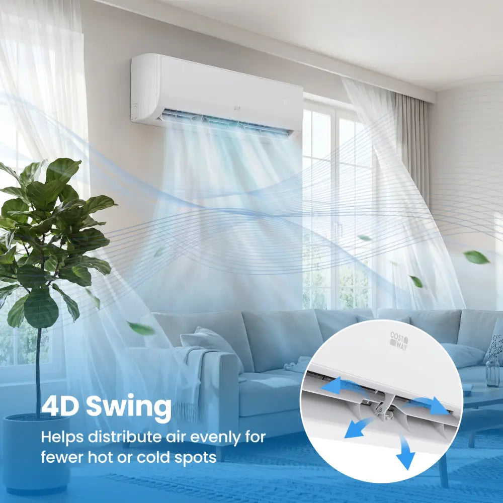 EcoGuard Series 18000 BTU 21 SEER2 208-230V Mini Split Air Conditioner and Heater - White - 18000 BTU Mini Split