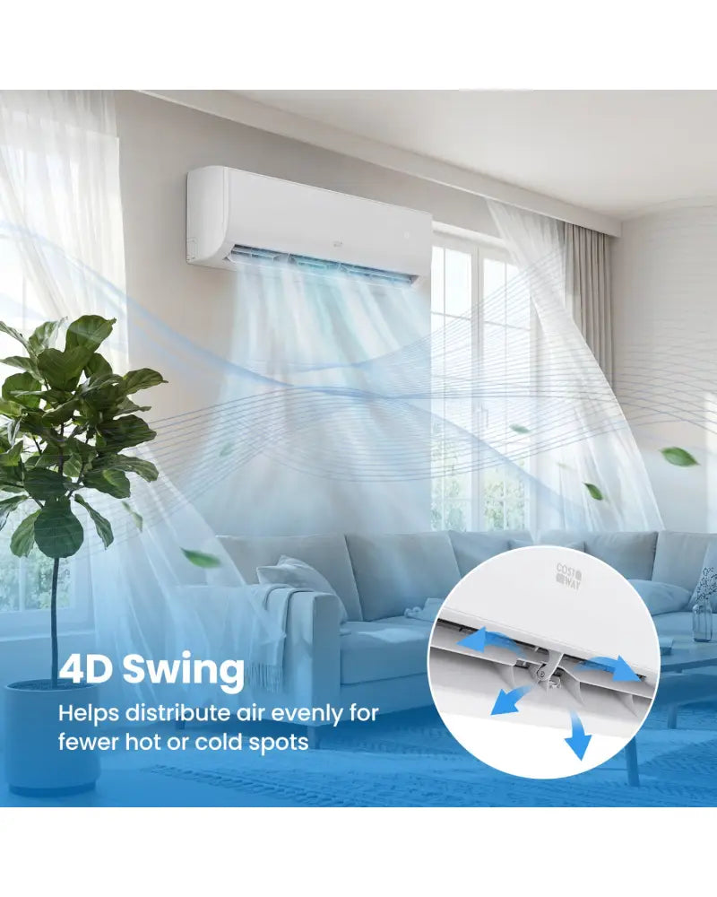 EcoGuard Series 24000 BTU 21 SEER2 208-230V Mini Split Air Conditioner and Heater - White - 24000 BTU Mini Split