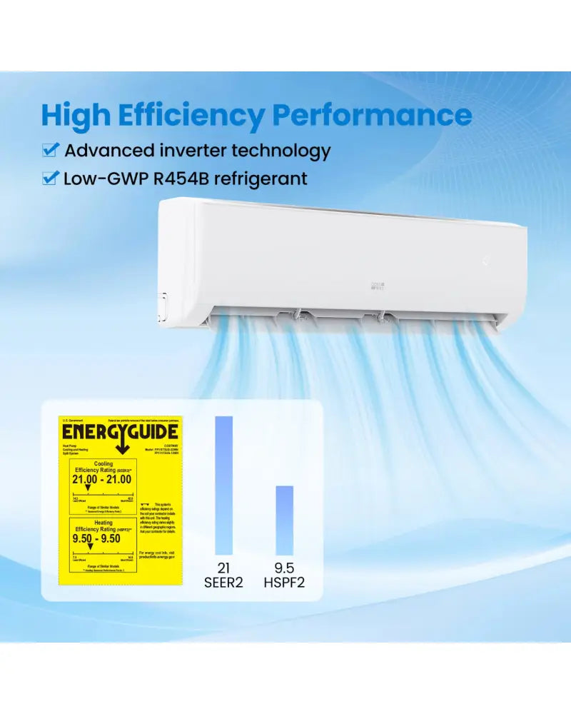 EcoGuard Series 24000 BTU 21 SEER2 208-230V Mini Split Air Conditioner and Heater - White - 24000 BTU Mini Split