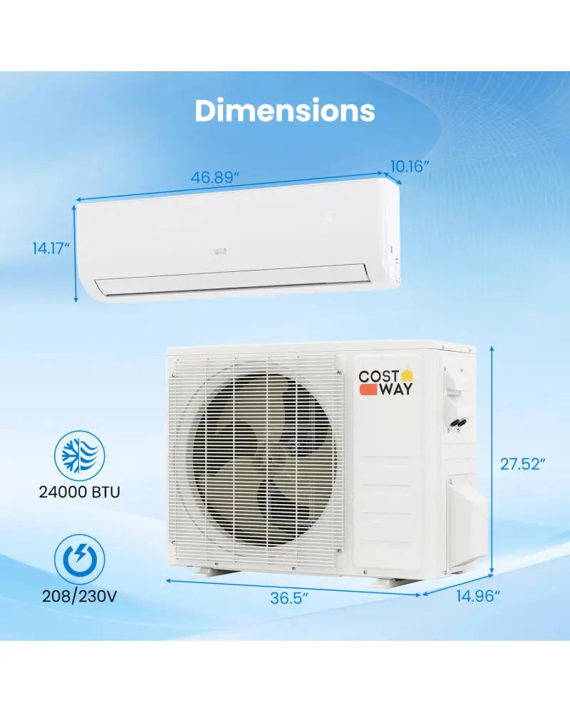 EcoGuard Series 24000 BTU 21 SEER2 208-230V Mini Split Air Conditioner and Heater - White - 24000 BTU Mini Split