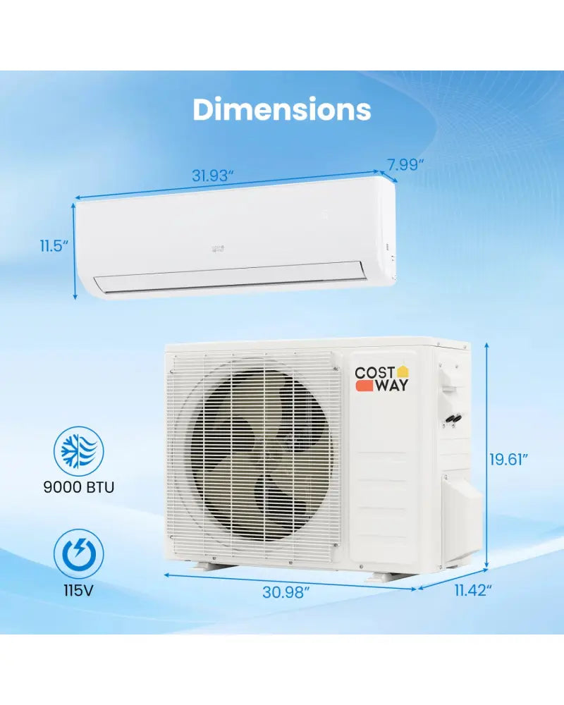 EcoGuard Series 9000 BTU 19 SEER2 115V Mini Split Air Conditioner and Heater - White - 9000 BTU Mini Split