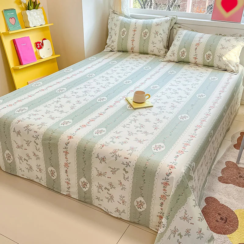 100% Cotton Flower Printed Bed Sheet – Single/Double/King Flat Sheet