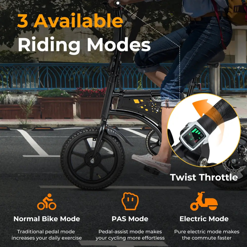 Electric Bike for Adults Folding Electric Bicycle with 350W Motor and 36V Battery - Black - Exercise Bikes